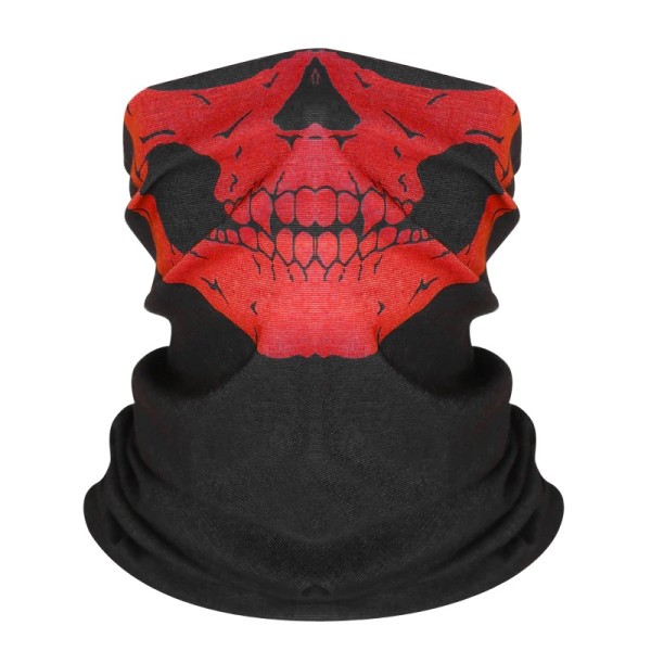 Face protection mask, skull design, red color